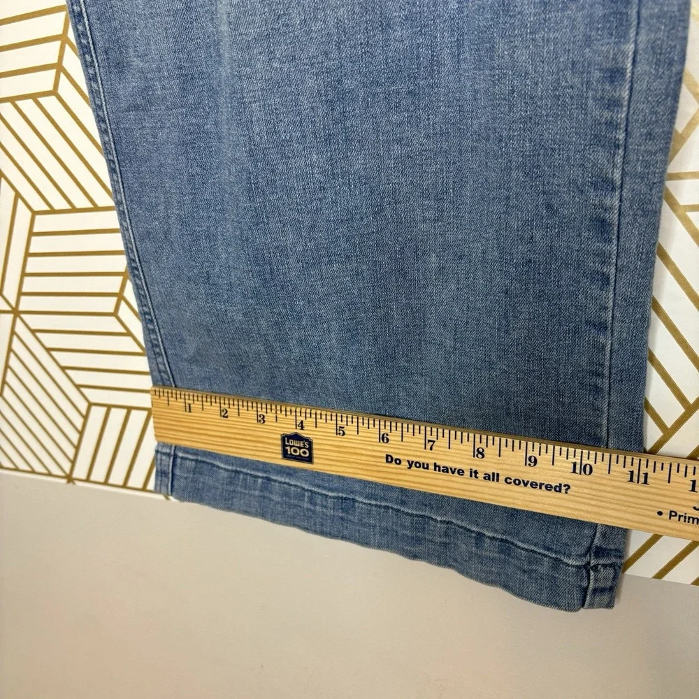 Lands' End Mid Rise Wide Leg Crop Jeans Light Blue Denim Lightweight Trouser 14P